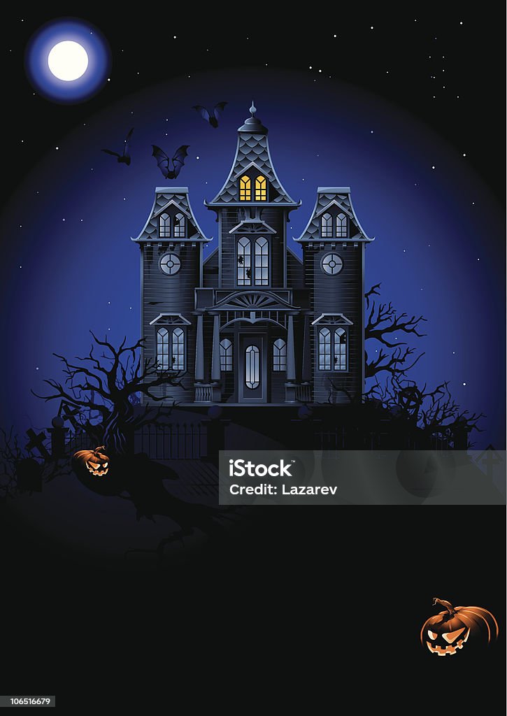 Halloween Haunted House - Vetor de Assustador royalty-free