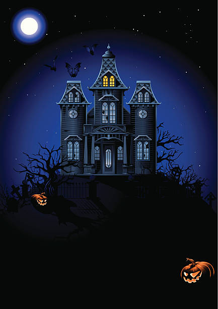 дом с привидениями хэллоуин - haunted house stock illustrations