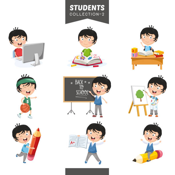 clipart do my homework Vector Illustration Of Students Collection Vector Illustration Of Students Collection kid doing homework clip art stock illustrations