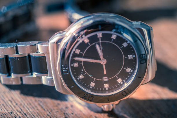 istock Classic wrist watch on wood 1065175646