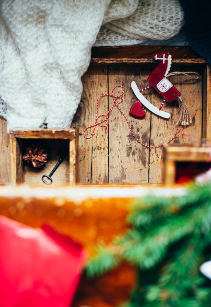 istock Christmas Holiday Eco Friendly Decorations against an Old Rustic Wood Background 1065176242