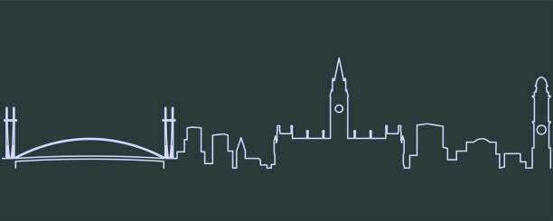 맨체스터 한 줄 스카이 라인 - manchester city stock illustrations