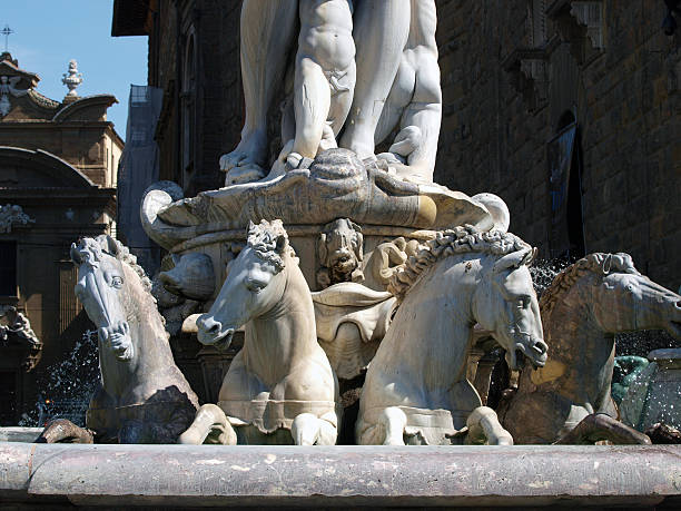 Fountain of Neptune in the Piazza della Signoria, Florence,  Cosimo stock pictures, royalty-free photos & images