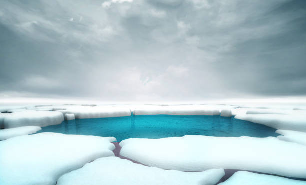 istock cracked iceberg pieces with water gap middle background template 1065182272