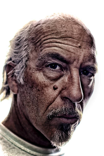 Stylized portrait of unshaven older man