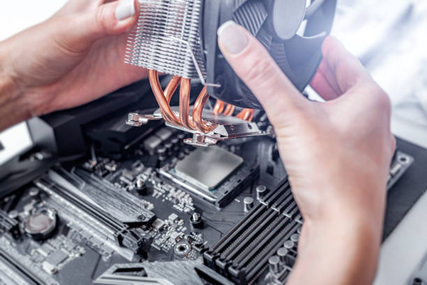 istock Installing or repair the air cooling system of the PC processor. 1065185828