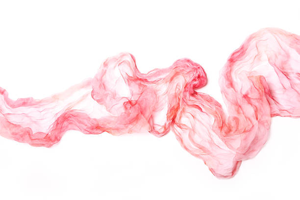 istock A piece of pink silk chiffon flowing across white background 106518768