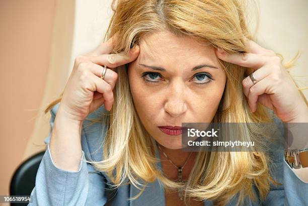 Businesswoman Headache Stock Photo - Download Image Now - Shaking Head, One Woman Only, Women