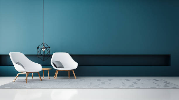 istock chair & Blue wall modern living room / 3D render interior 1065193810