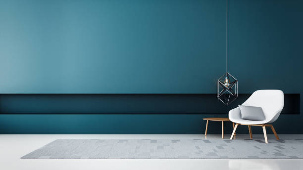 istock chair & Blue wall modern living room / 3D render interior 1065193816
