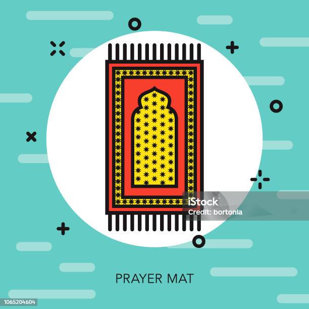 Prayer Rug Thin Line Turkey Icon Stock Illustration - Download Image Now - Blue, Circle, Clip Art