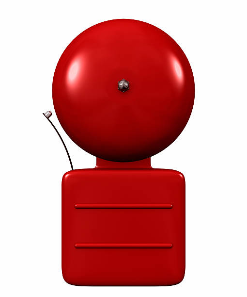 istock Red vector graphic of an old fashioned alarm bell on white 106521676