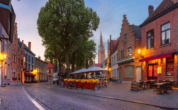 istock Old town at night, Bruges, Belgium 1065217518