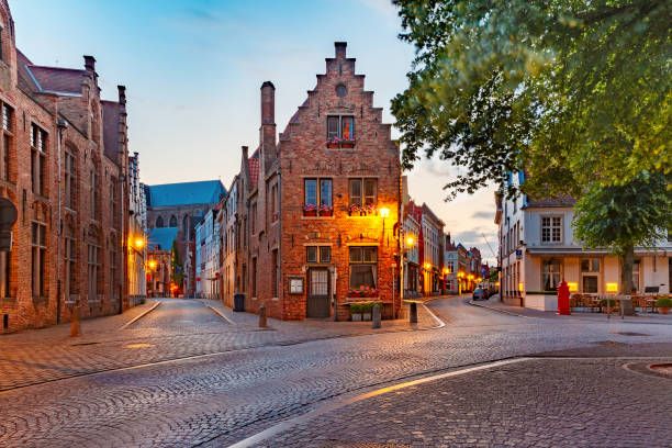 istock Old town at night, Bruges, Belgium 1065217572