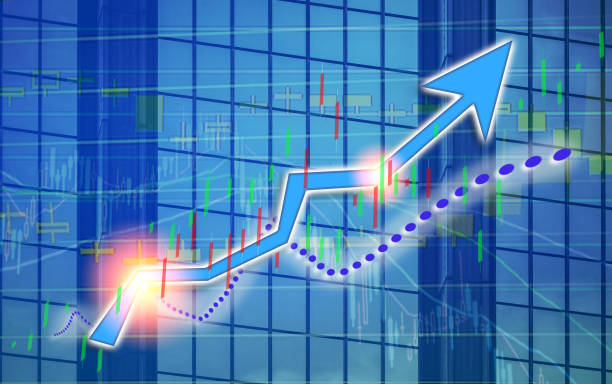 istock Stock index graph and chart in modern building background (blue bull chart) 1065217898