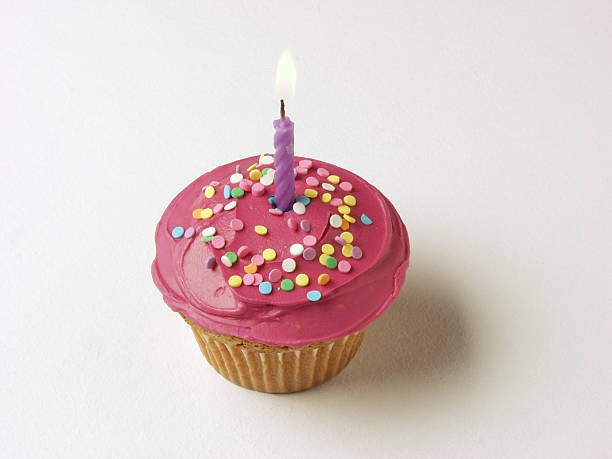 istock Happy Birthday Cupcake Single Candle One Year Old 106521817