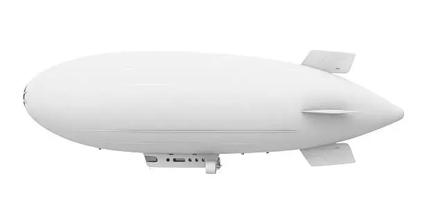 Photo of Blank white blimp isolated on white background