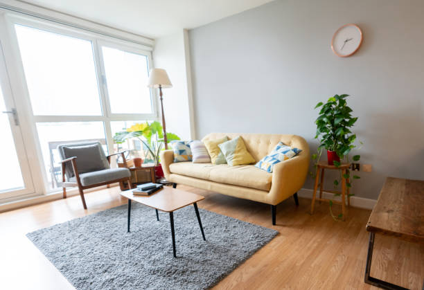istock Beautiful minimalistic living room at home 1065230692