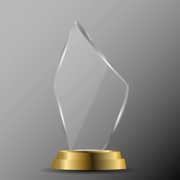 istock Glass shining trophy Isolated on black background. Glass Trophy Award illustration, 1065241180