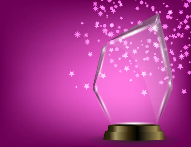 istock Glass shining trophy Isolated on Sparkling Background. Glass Trophy Award illustration, 1065241250
