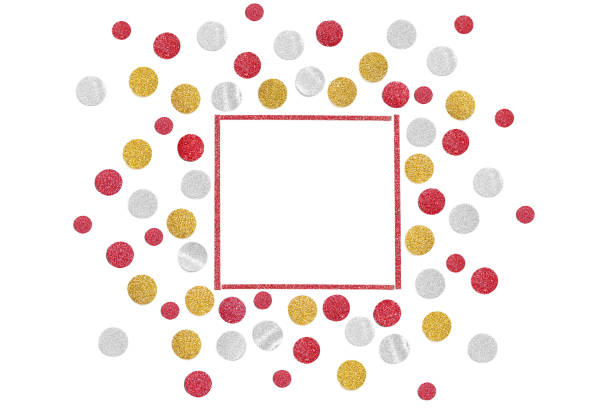 istock Red gold and silver glitter confetti paper cut on white background 1065253004