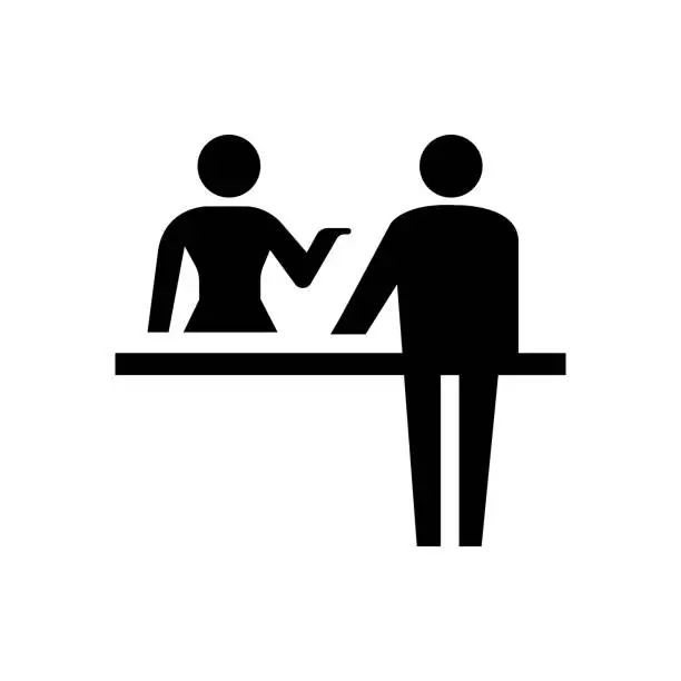 Vector illustration of reception , front desk, check-in counter icon / public information symbol