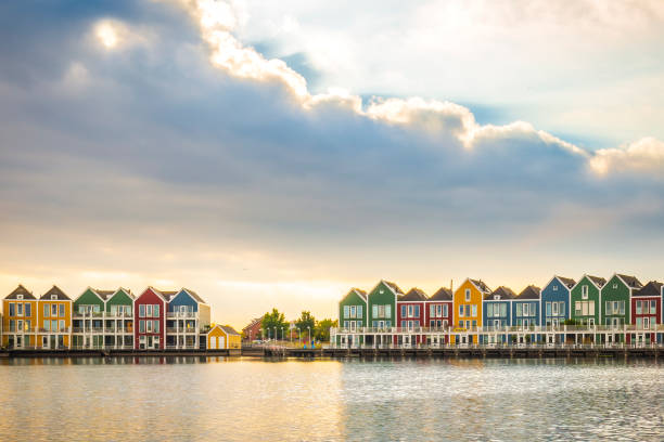 istock Dutch, modern, colorful vinex architecture style houses at waterside 1065271230