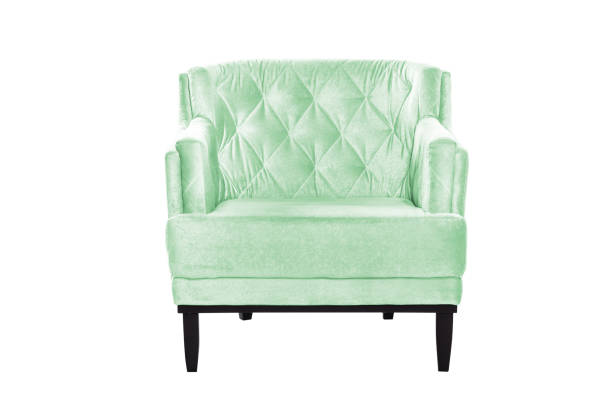 istock Beaultiful blue armchair. Modern designer chair on white background. Texture chair. 1065276048