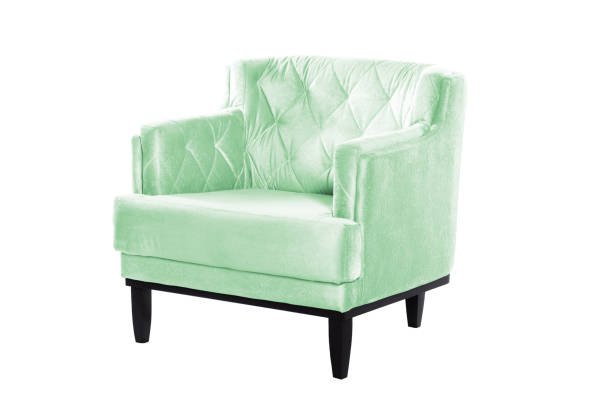 istock Beaultiful blue armchair. Modern designer chair on white background. Texture chair. 1065276348