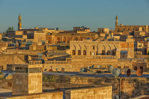 Townscape of Midyat, Turkey Midyat is an old town in Mardin Province of Turkey. The ancient city is the center of a centuries-old Hurrian town in Southeast-Turkey midyat photos stock pictures, royalty-free photos & images