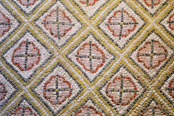 крупным планом деталь древней мозаики - zeugma стоковые фото и изображения