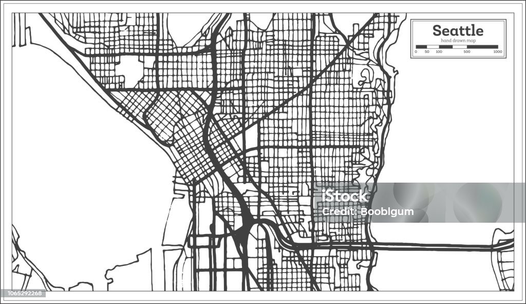 Seattle USA City Map in Retro Style. Outline Map. Seattle USA City Map in Retro Style. Outline Map. Vector Illustration. Map stock vector