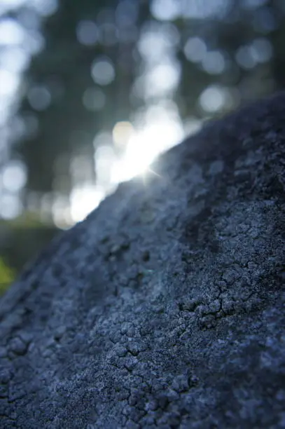 close up on a rock face with sunlight peeking over the edge