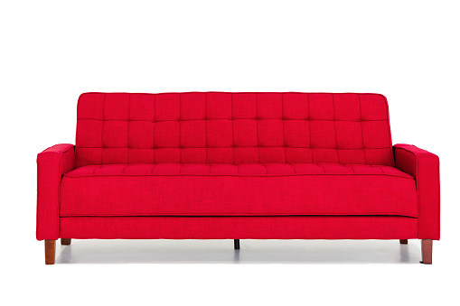 Furniture red sofa isolated on white background with clipping path