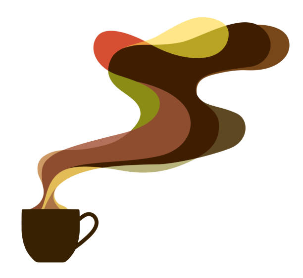 ilustrações, clipart, desenhos animados e ícones de imagem de xícara e aroma café - coffee espresso retro revival coffee cup