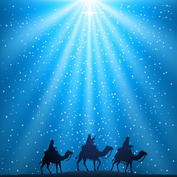 Nativity Christmas Scene Nativity Christmas Scene christmas three wise men camel christianity stock illustrations