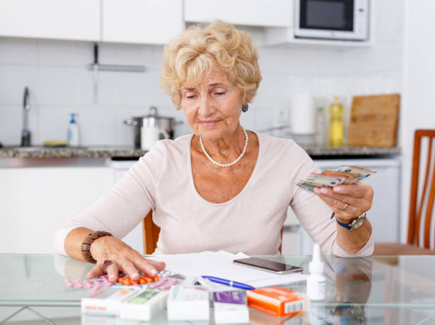 istock Woman counting her expenditure on pills 1065309988