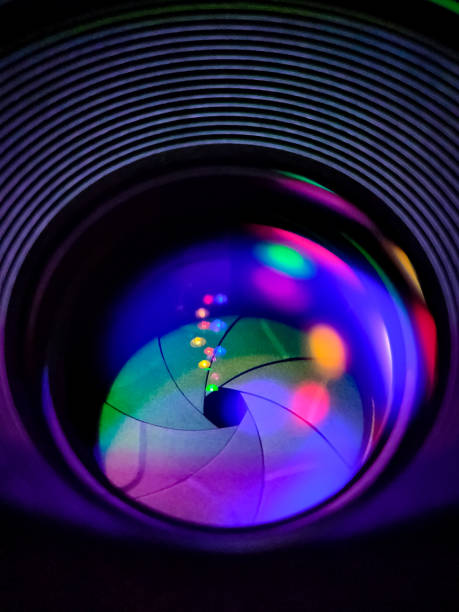 luzes, lente e abertura - lens camera aperture isolated - fotografias e filmes do acervo