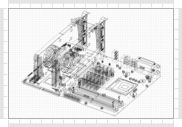 istock Motherboard and Graphic Cards Architect Blueprint 1065315276