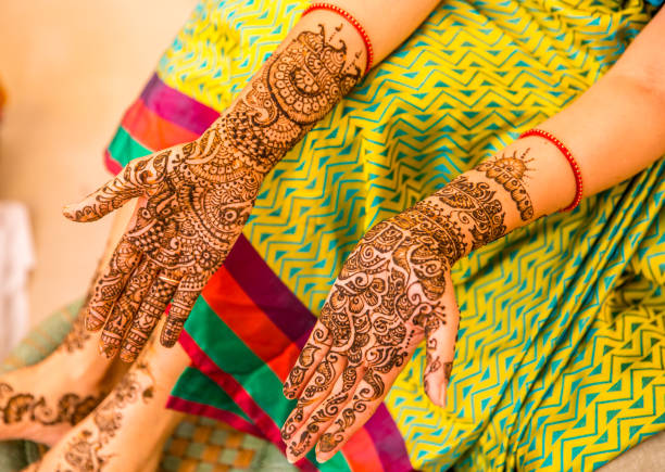istock Henna Tattoo on a Bride's hands. Indian wedding. 1065323582