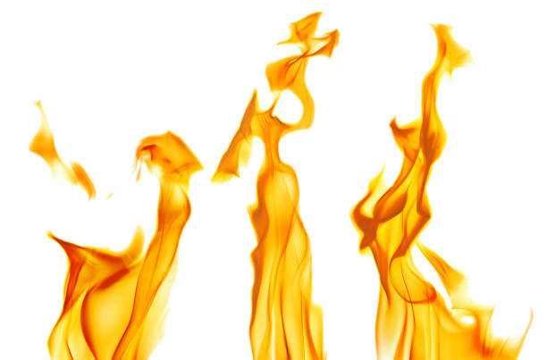 istock yellow sparks of three bright flames on white 1065324238