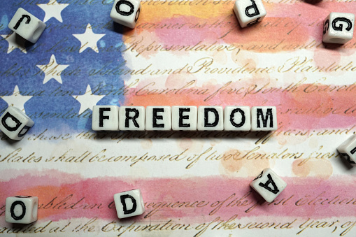 close up shot of word freedom