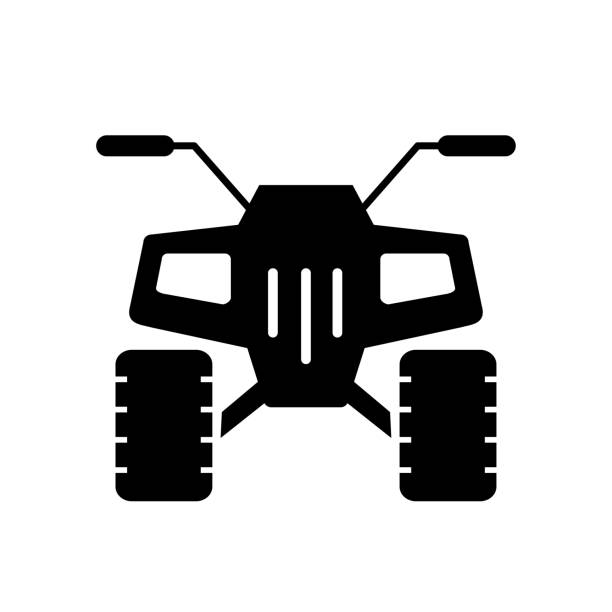 vector icon of quad offroad vector icon of quad offroad all wheel motorcycle 4 wheels stock illustrations