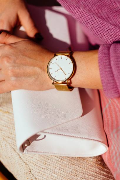 istock female clutch watch on hand close up 1065328930