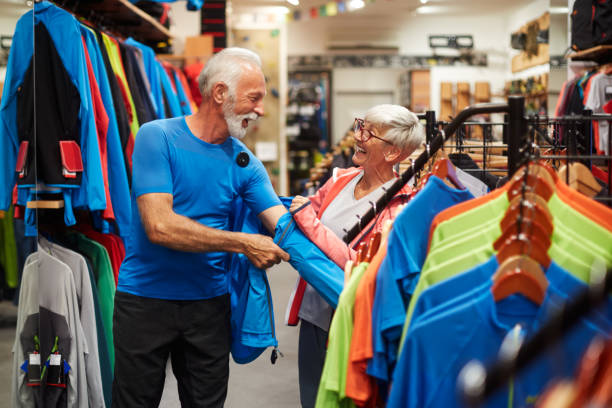 istock Senior couple shopping together for a jacket 1065336950