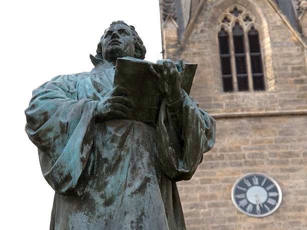 luther monument in erfurt from 1876 and behind it the church of the same name