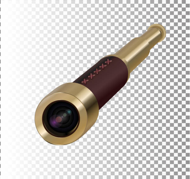 istock Brass Hand Held Telescope, Pirate Spyglass. 3D realistic isolated on white background 1065339392