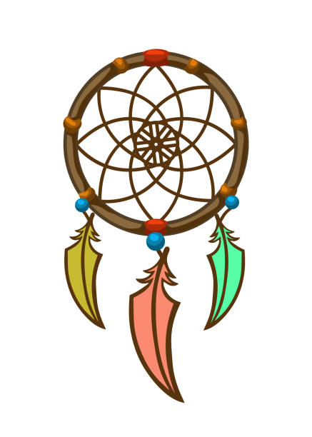 ilustraciones, imágenes clip art, dibujos animados e iconos de stock de vector símbolo de dream catcher - dreamcatcher symbol mystery catching