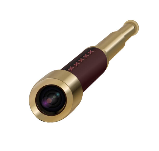 istock Brass Hand Held Telescope, Pirate Spyglass. 3D realistic isolated on white background 1065339460