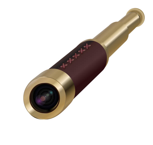 istock Brass Hand Held Telescope, Pirate Spyglass. 3D realistic isolated on white background 1065339630
